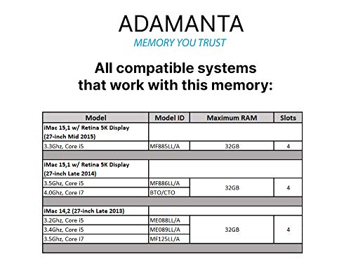 Adamanta 32Gb (4X8Gb) Apple Memory Upgrade Ddr3/Ddr3L 1600Mhz Pc3L 12800 Sodimm Compatible For Mid 2015 Retina 5K, Late 2014 Ret
